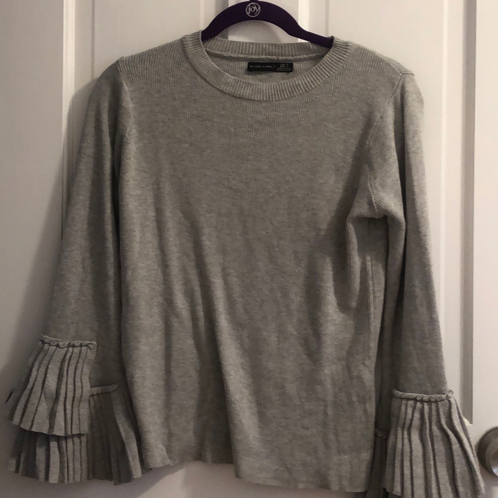 Sweater - Gray with Bell Sleeves